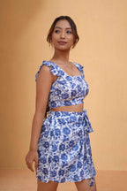 Blue Botanica Top With Wrap Style Skirt