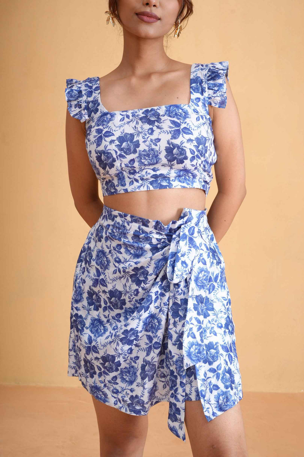 Blue Botanica Top With Wrap Style Skirt