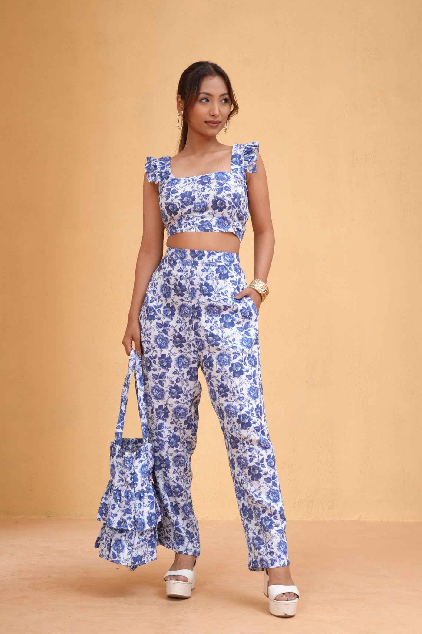 Blue Botanica Top & Pants Set