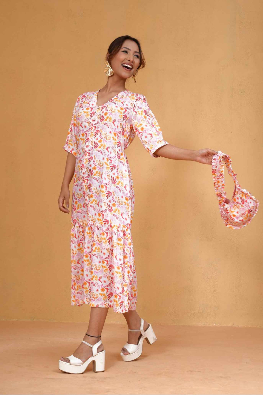 Blush Bloom Frill Dress