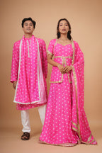 Gulabi Bandhej Set