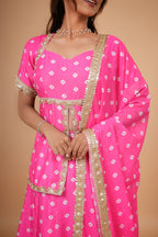 Gulabi Bandhej Skirt Set