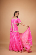 Gulabi Bandhej Skirt Set