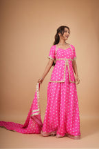 Gulabi Bandhej Skirt Set