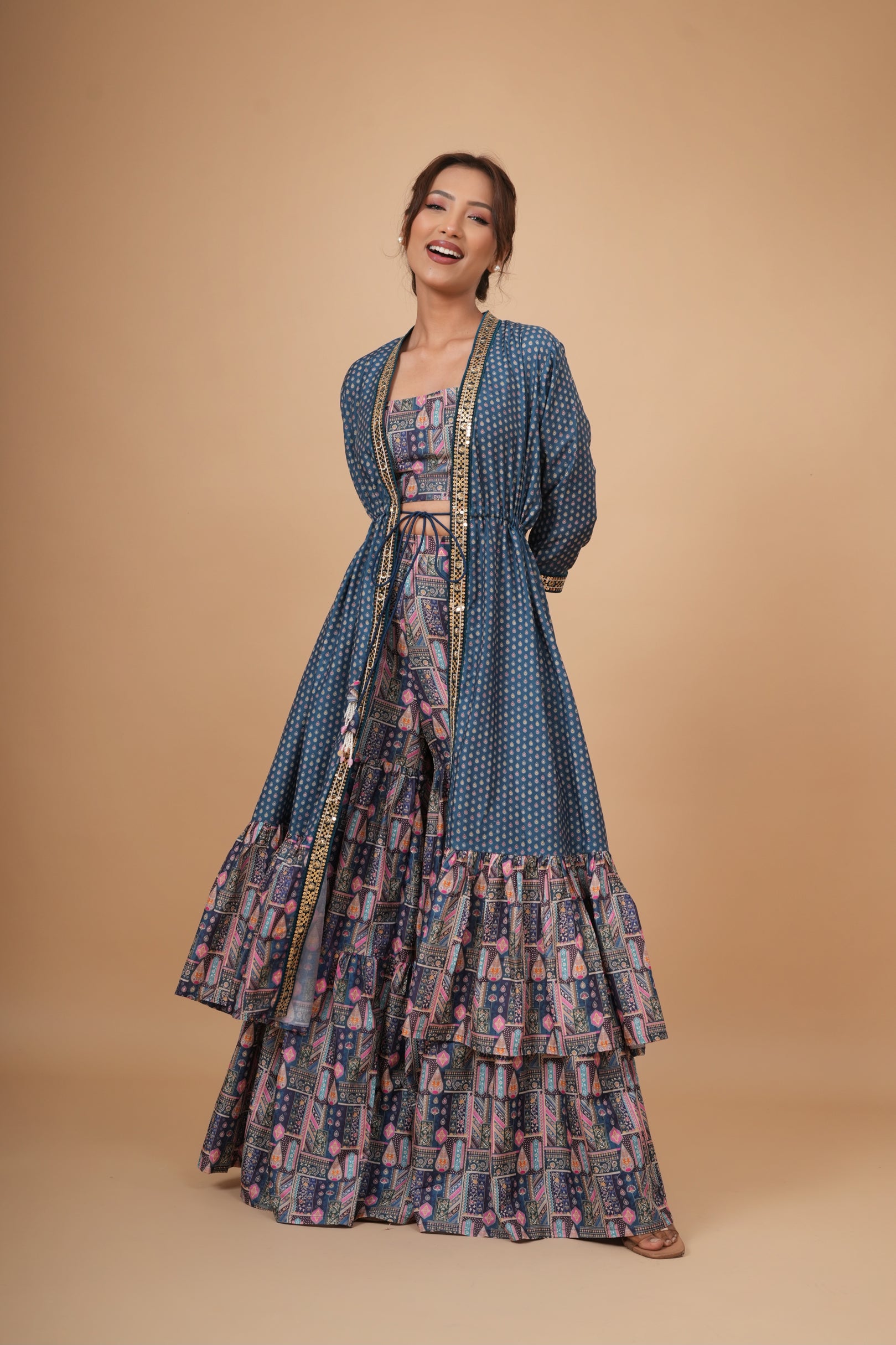 Saanjh Shrug and Sharara Set