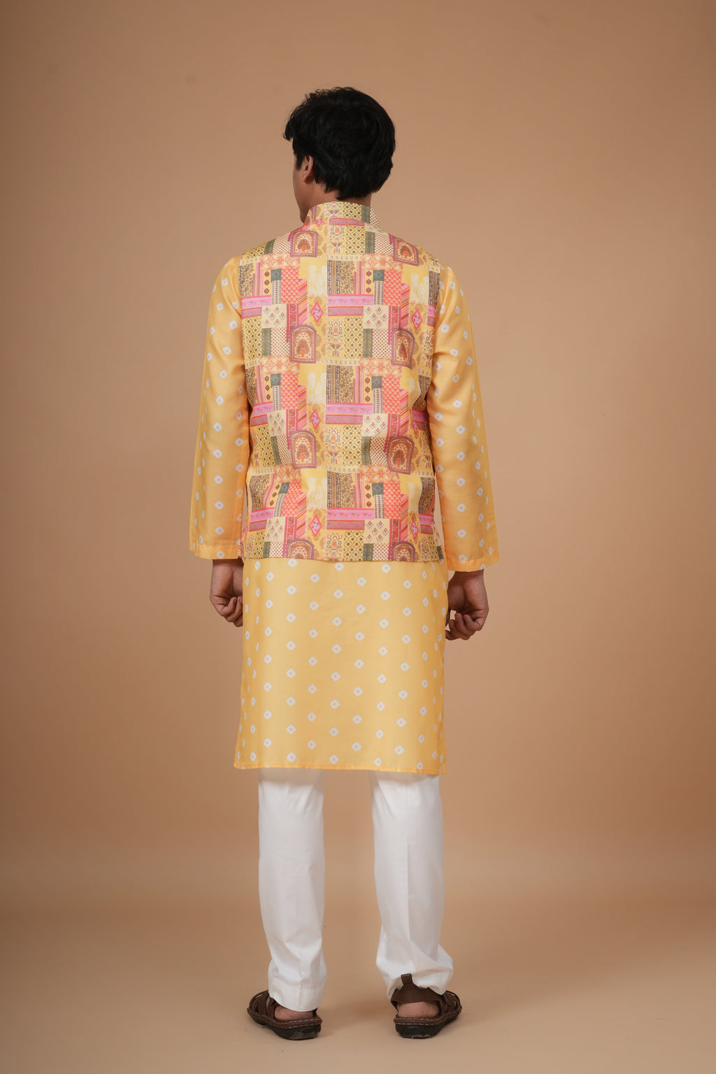 Swarn Bandhej Jacket and Kurta Set