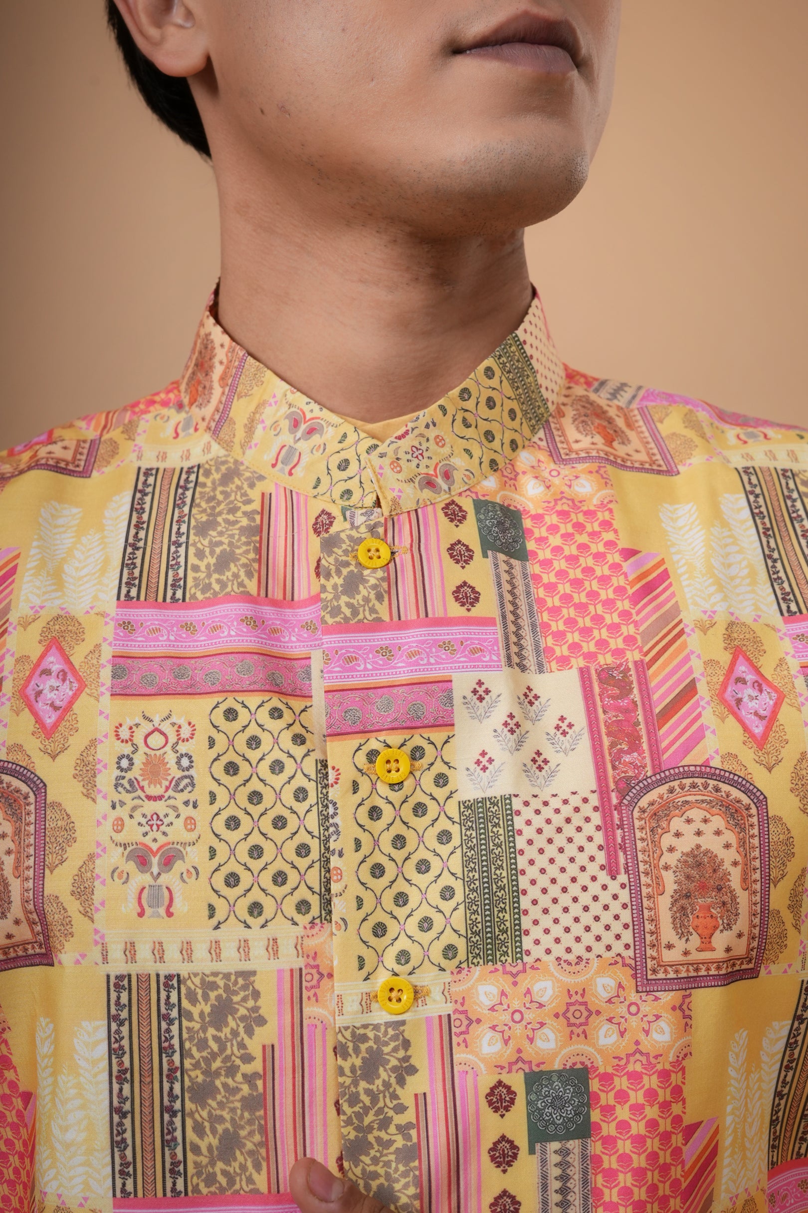 Swarn Bandhej Jacket and Kurta Set