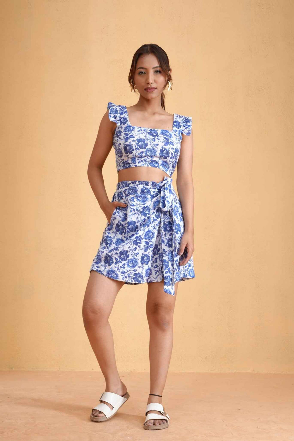 Blue Botanica Top With Wrap Style Skirt